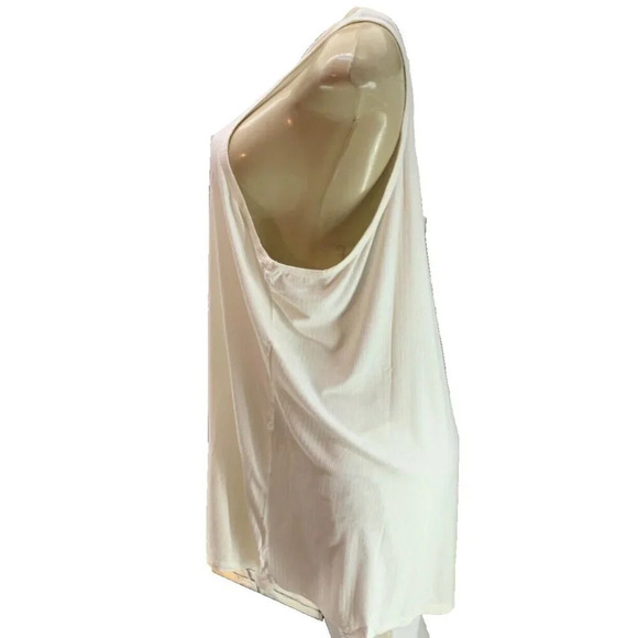 Torrid +5 Eggshell Semi-Sheer Scoop Neckline Ribbed Rayon Knit Tank Top - Picture 5 of 6